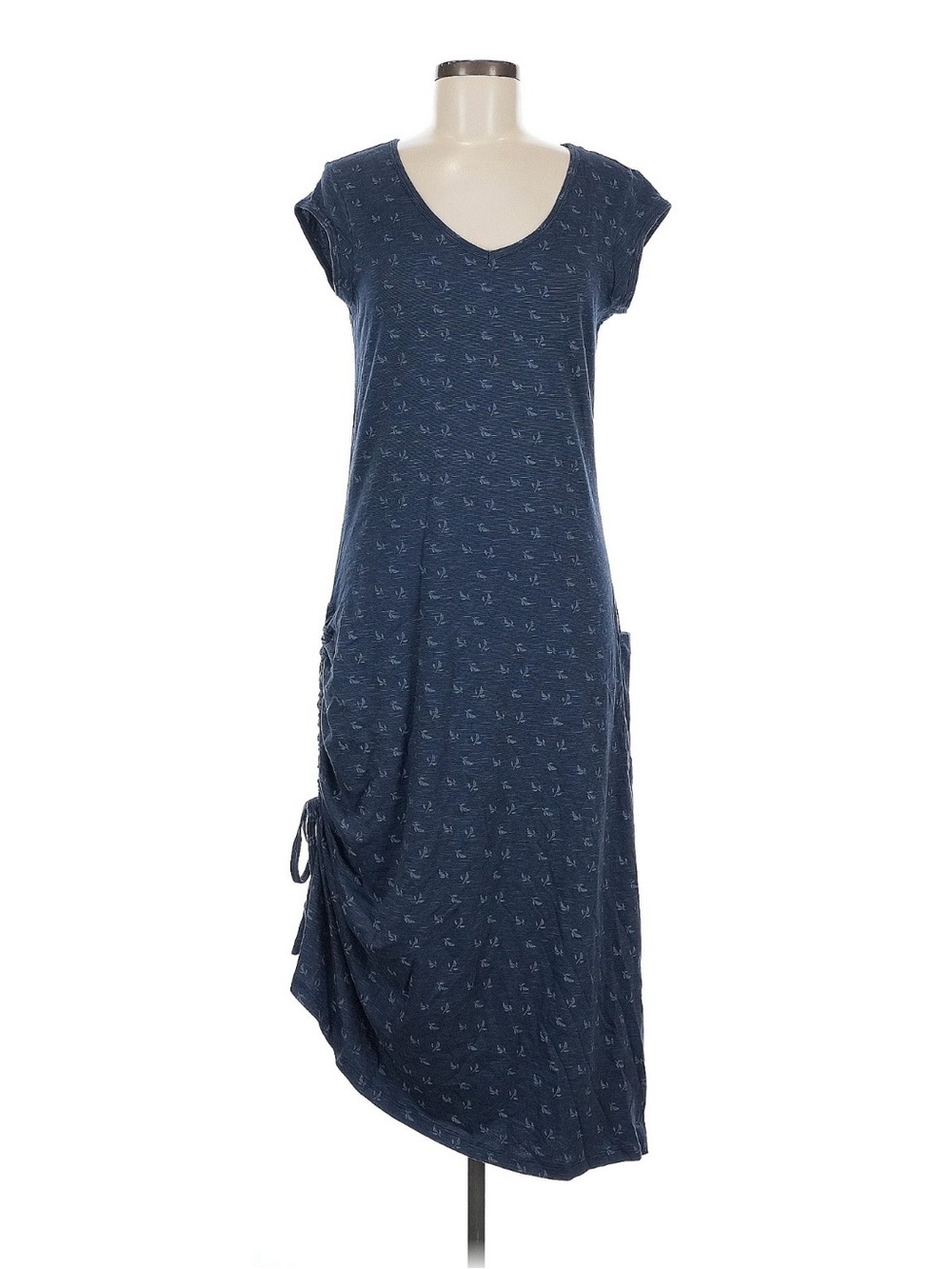 Toad&Co Muse Dress, Navy Short-Sleeve V-Neck with Side Tie